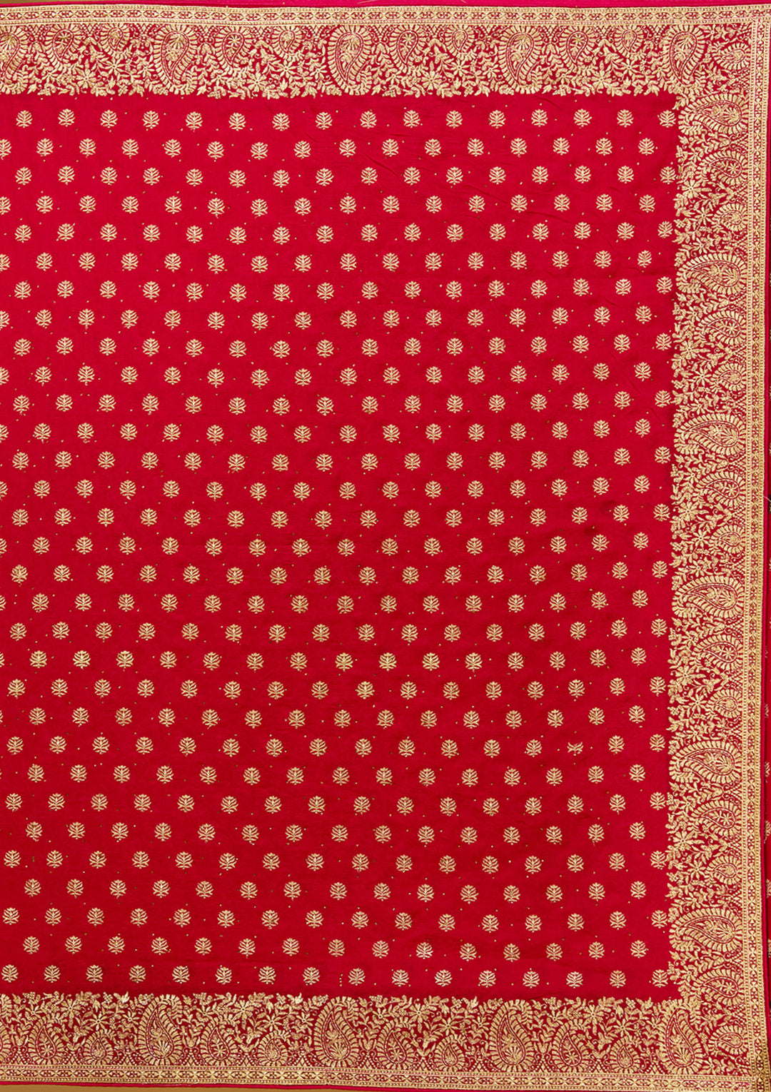 Rani Pink Zariwork (Gold) Soft Raw Silk Saree