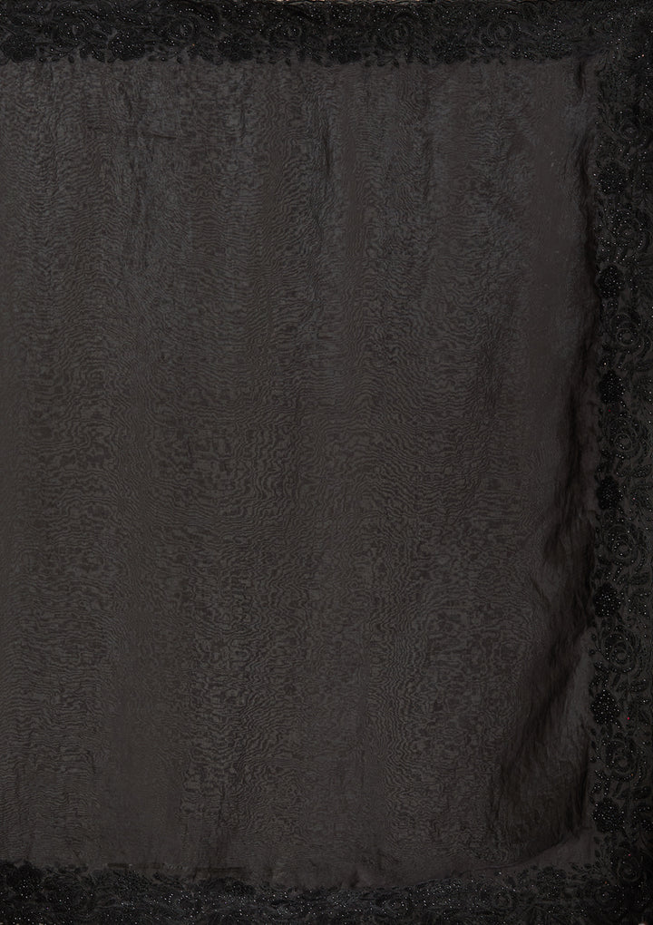 Black Threadwork Tissue Saree