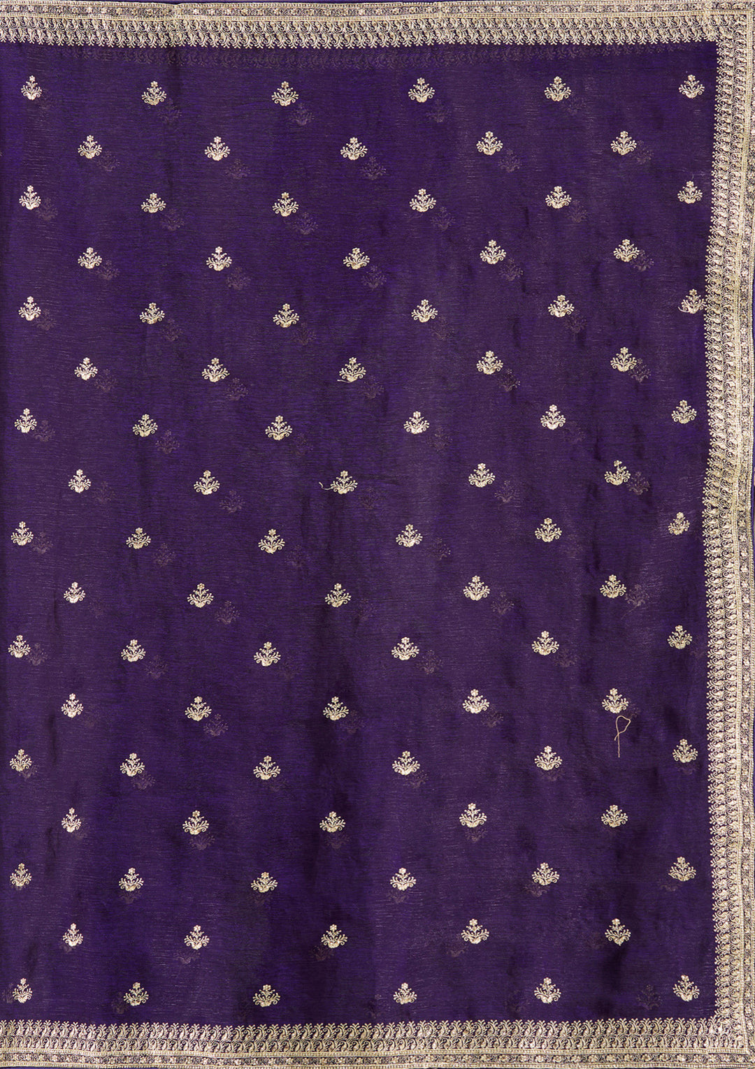 Purple Tissue Gold Zariwork Saree With Matching Blouse Piece