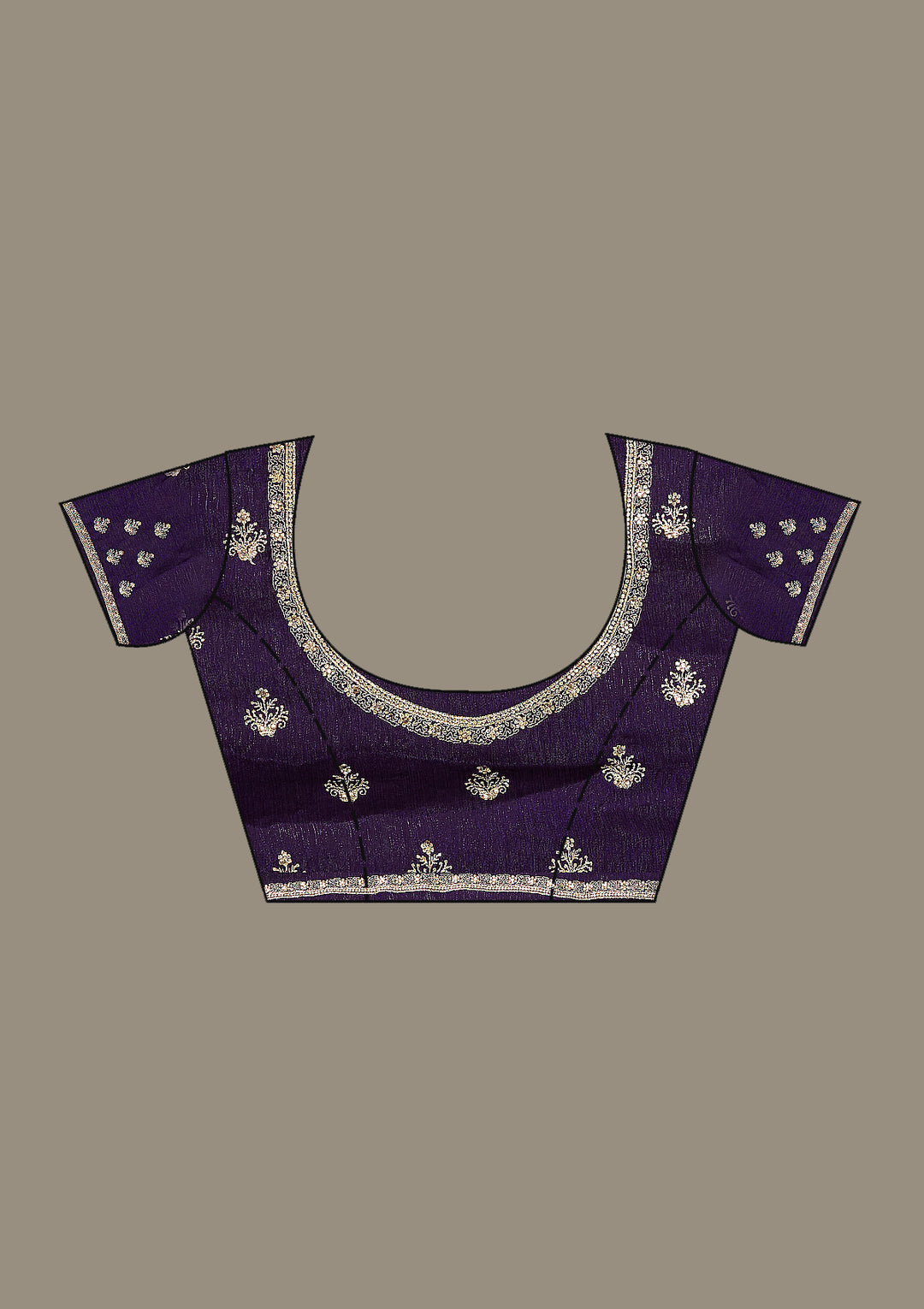 Purple Tissue Gold Zariwork Saree With Matching Blouse Piece