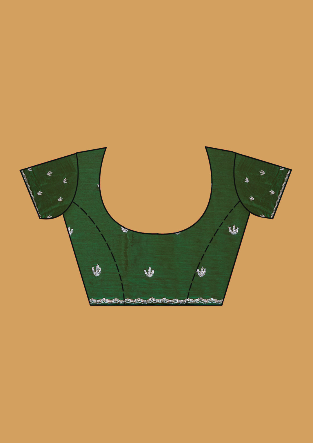Bottle Green Tissue Cutdana Saree With Matching Blouse Piece