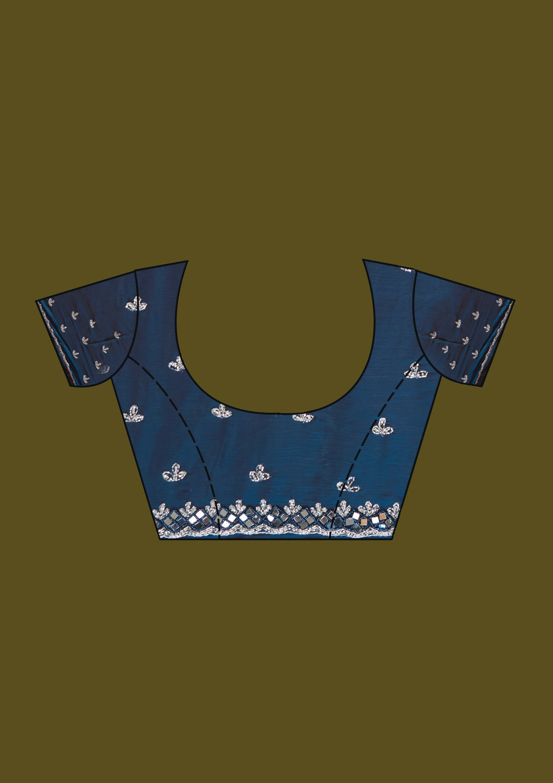 Peacock Blue Tissue Cutdana Saree With Matching Blouse Piece