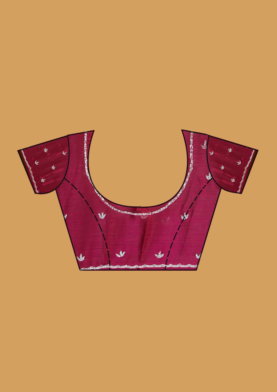 Rani Pink Tissue Cutdana Saree With Matching Blouse Piece