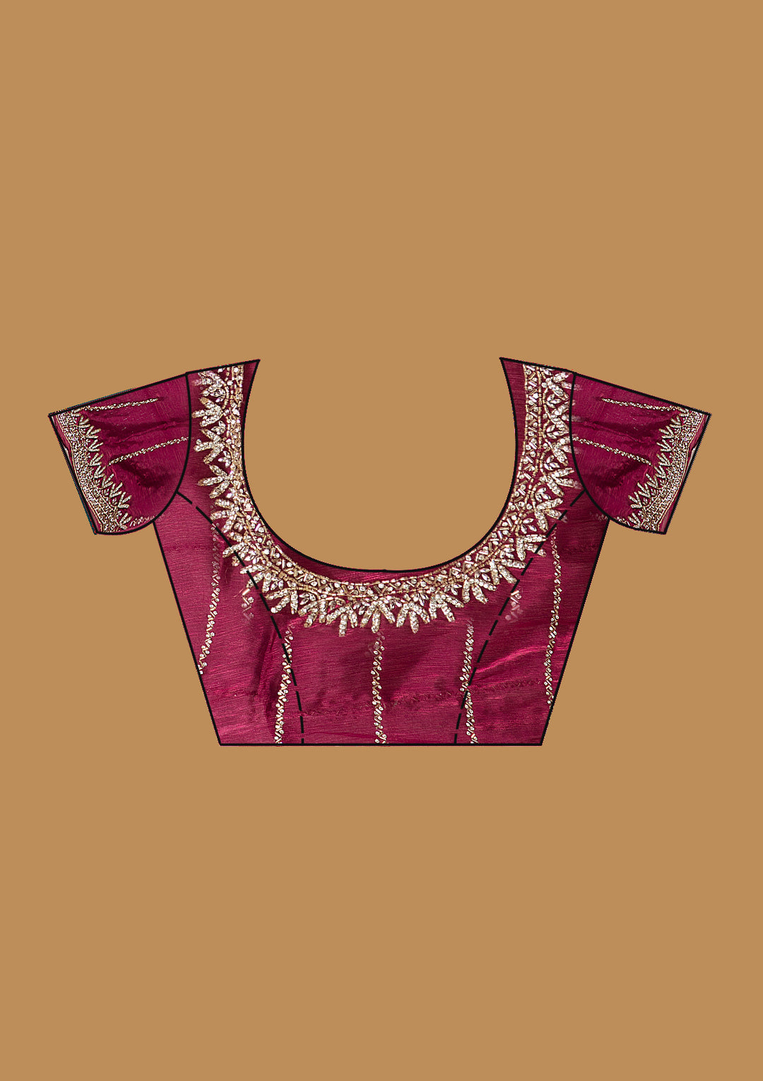 Wine Stonework (Silver) Tissue Saree