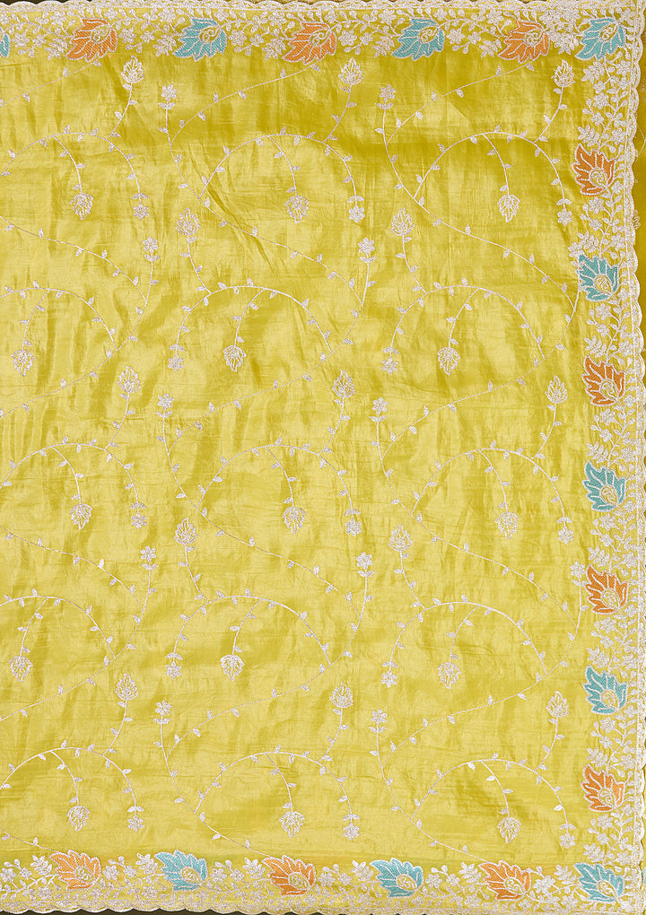 Mustard Gotapatti Organza Saree