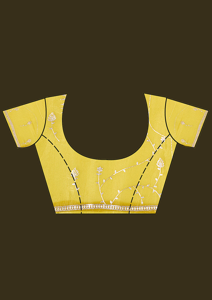 Mustard Gotapatti Organza Saree