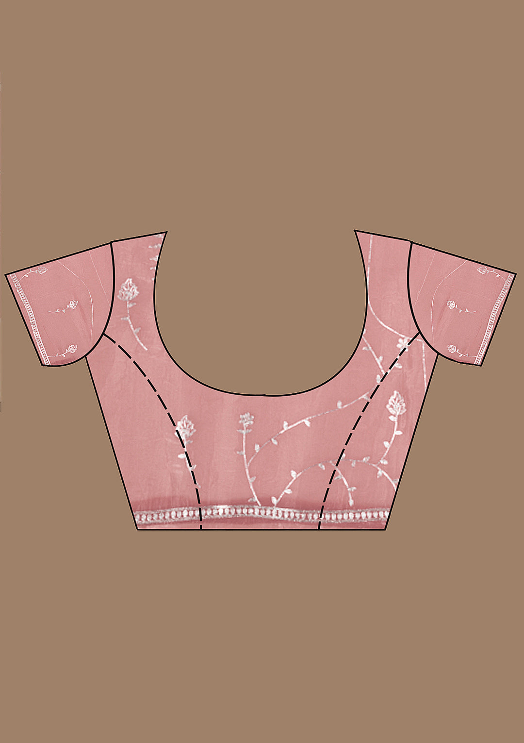 Onion Pink Organza Gotapatti Saree With Matching Blouse Piece