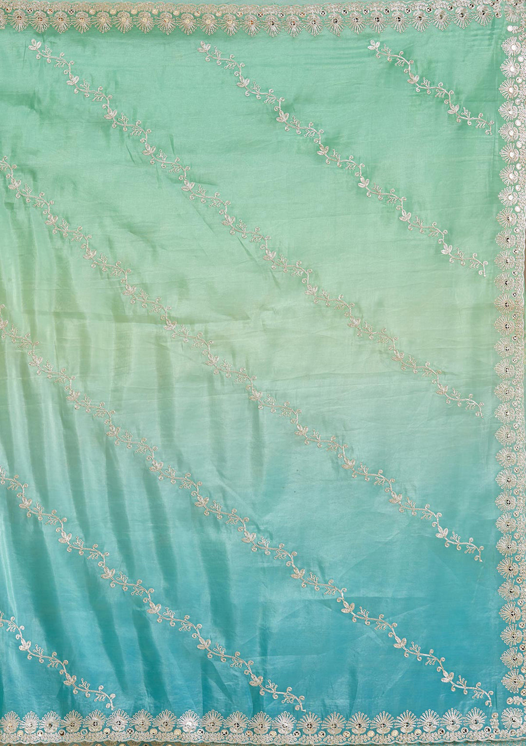 Blue Crepe Gotapatti Saree With Matching Blouse Piece