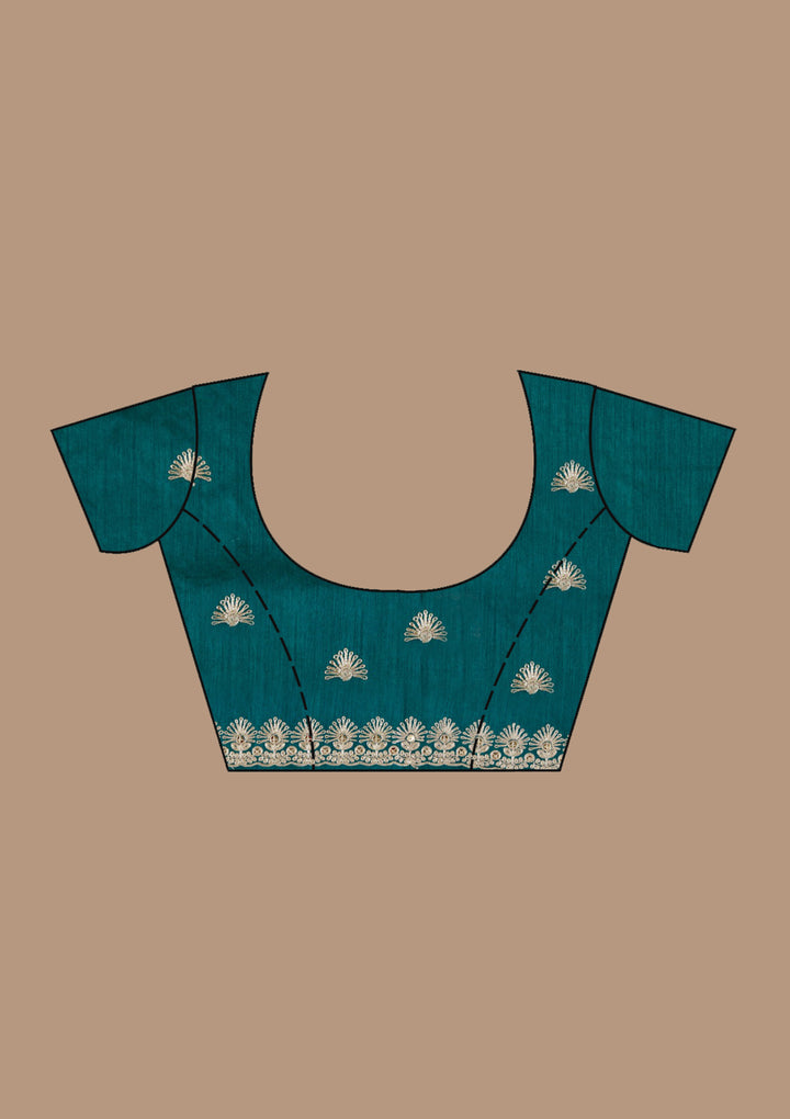 Blue Crepe Gotapatti Saree With Matching Blouse Piece