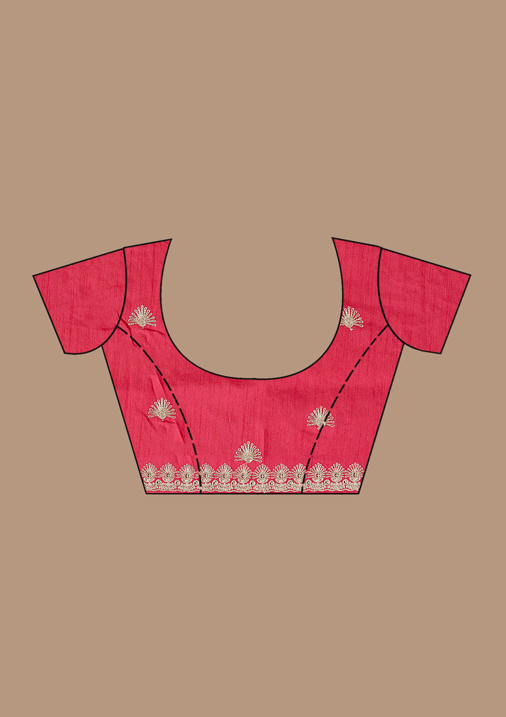 Gajari Pink Crepe Gotapatti Saree With Matching Blouse Piece