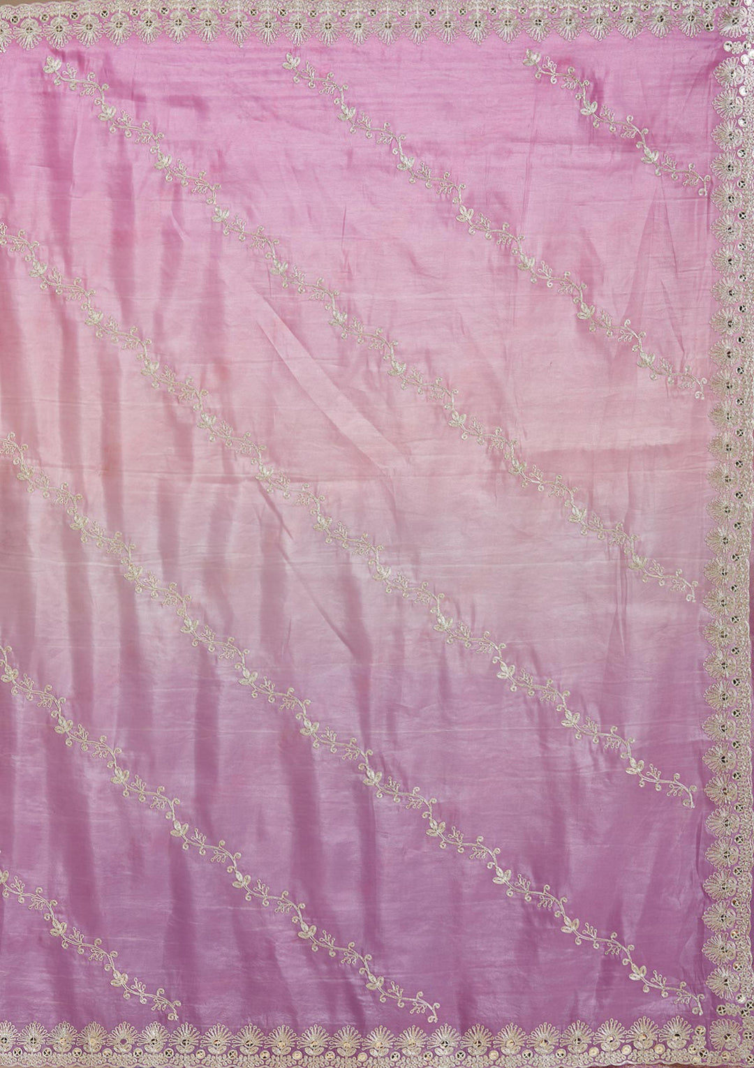 Lavender Crepe Gotapatti Saree With Matching Blouse Piece