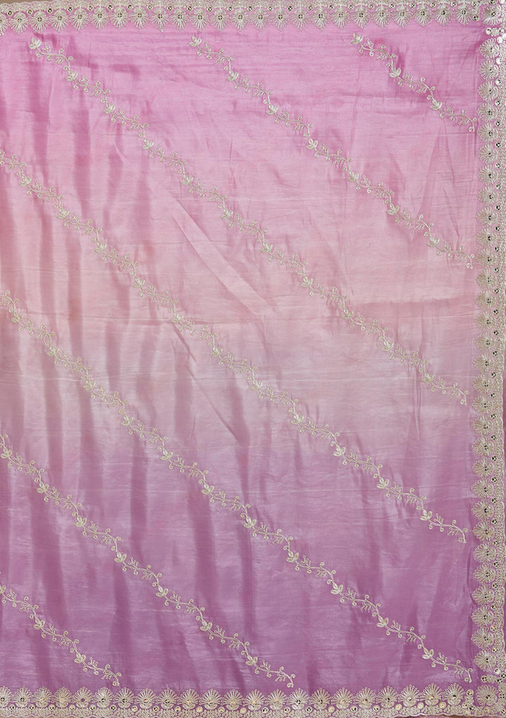 Lavender Crepe Gotapatti Saree With Matching Blouse Piece
