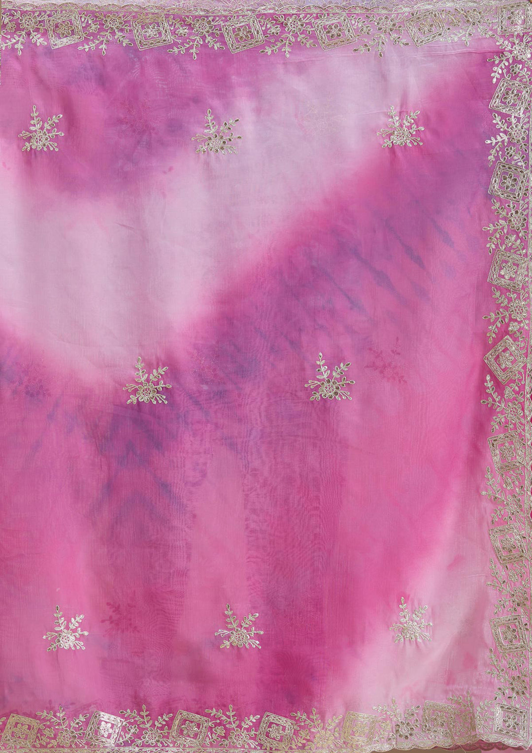 Pink Crepe Gotapatti Saree With Matching Blouse Piece