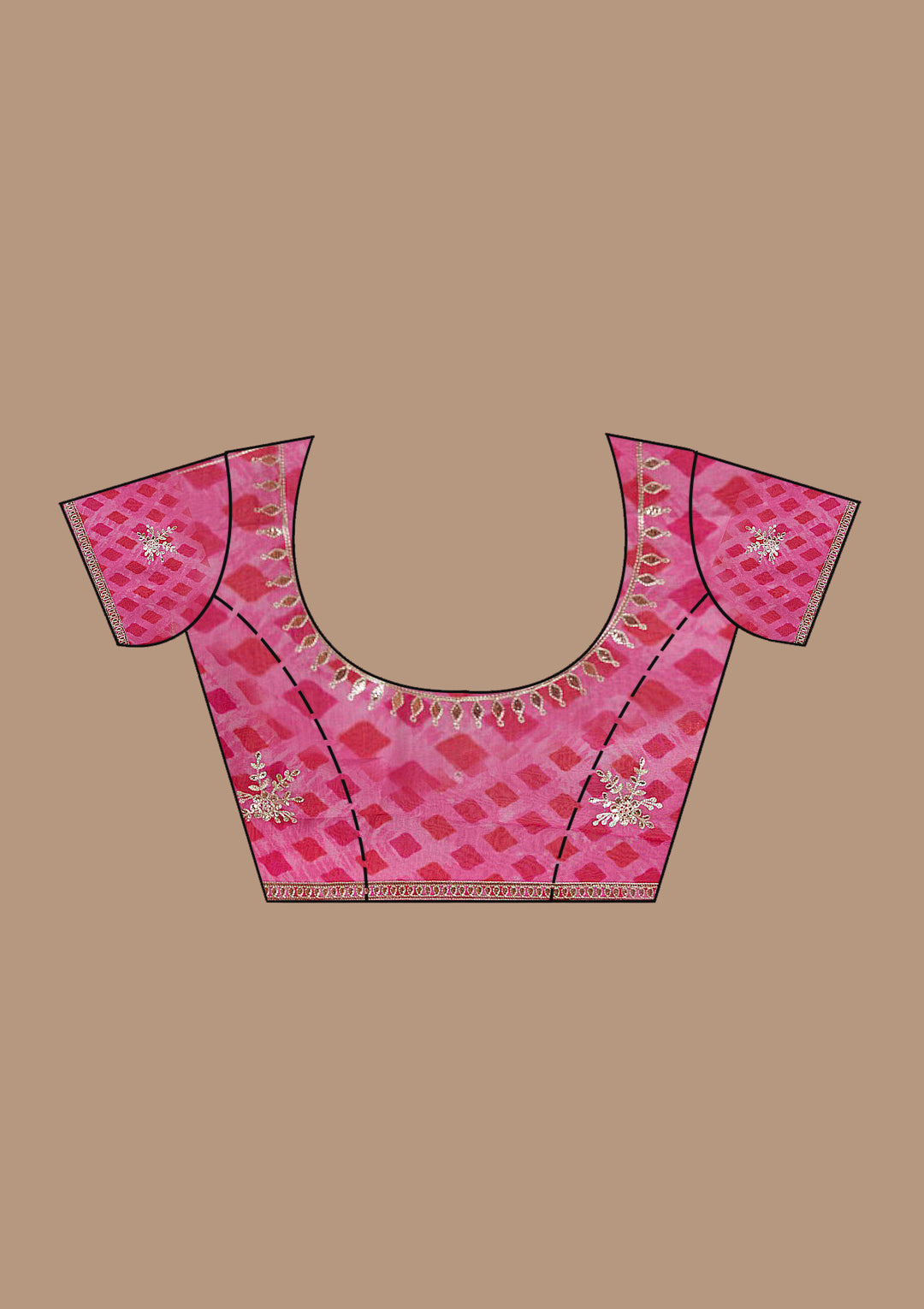Pink Crepe Gotapatti Saree With Matching Blouse Piece