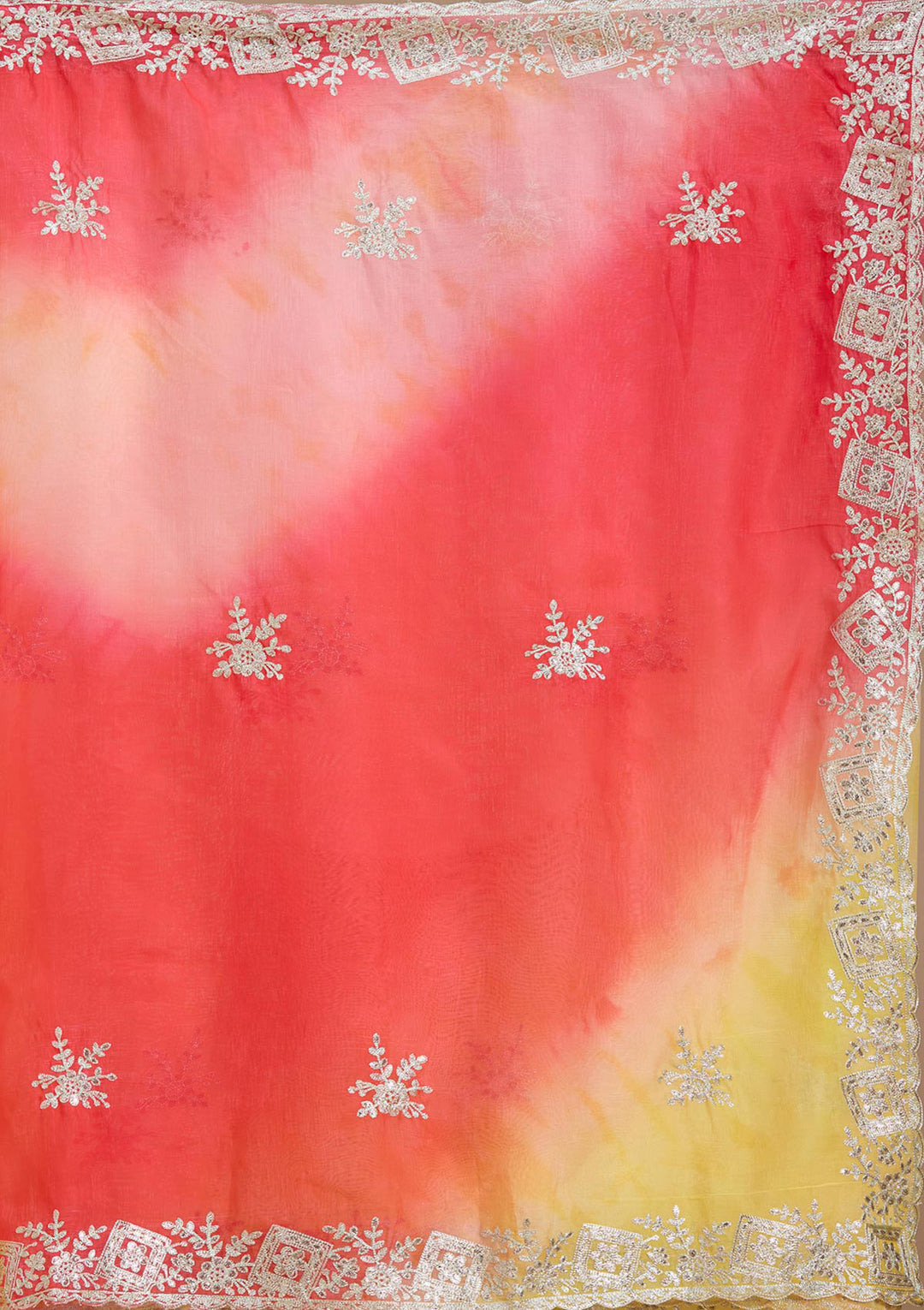 Red Crepe Gotapatti Saree With Matching Blouse Piece