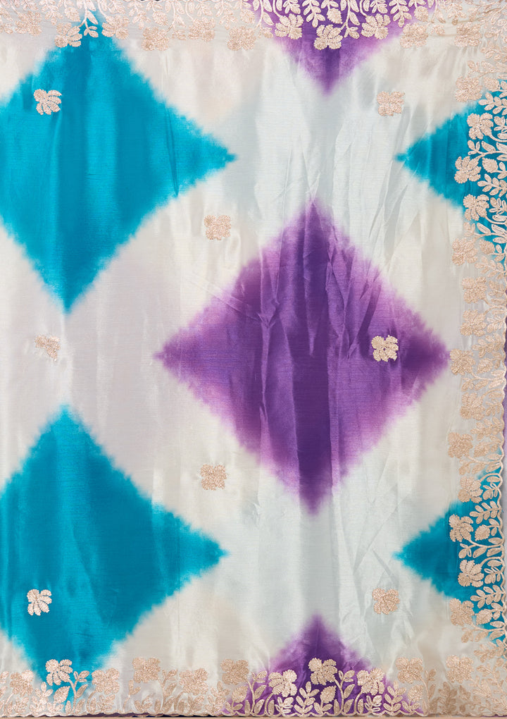 Purple Crepe Gotapatti Saree With Matching Blouse Piece