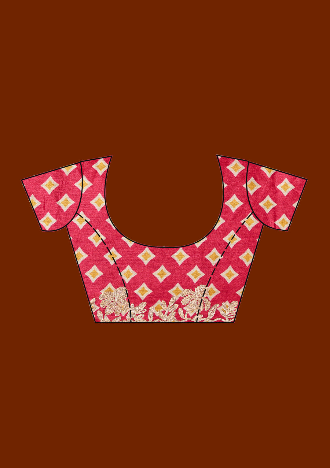 Rani Pink Crepe Gotapatti Saree With Matching Blouse Piece