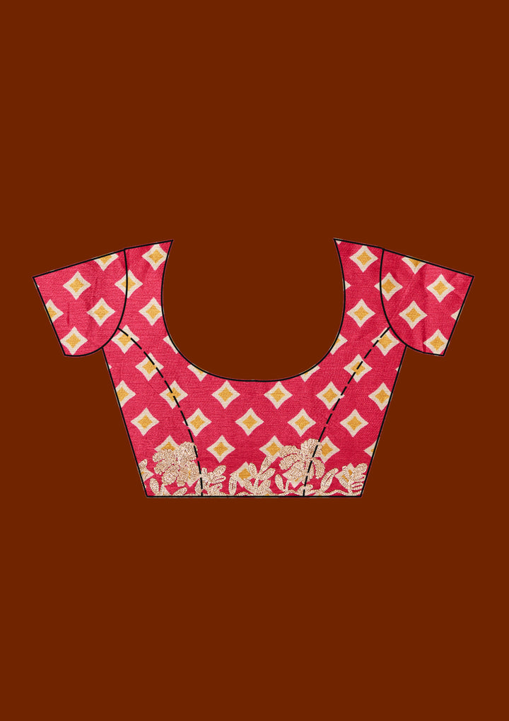 Rani Pink Crepe Gotapatti Saree With Matching Blouse Piece