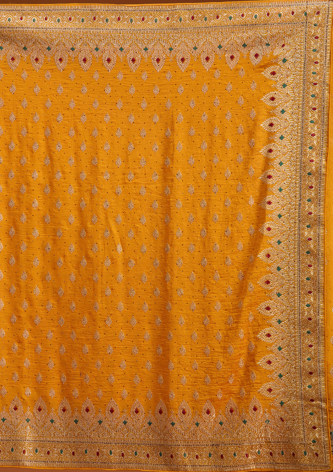 Mustard Zariwork (Gold) Soft Raw Silk Saree