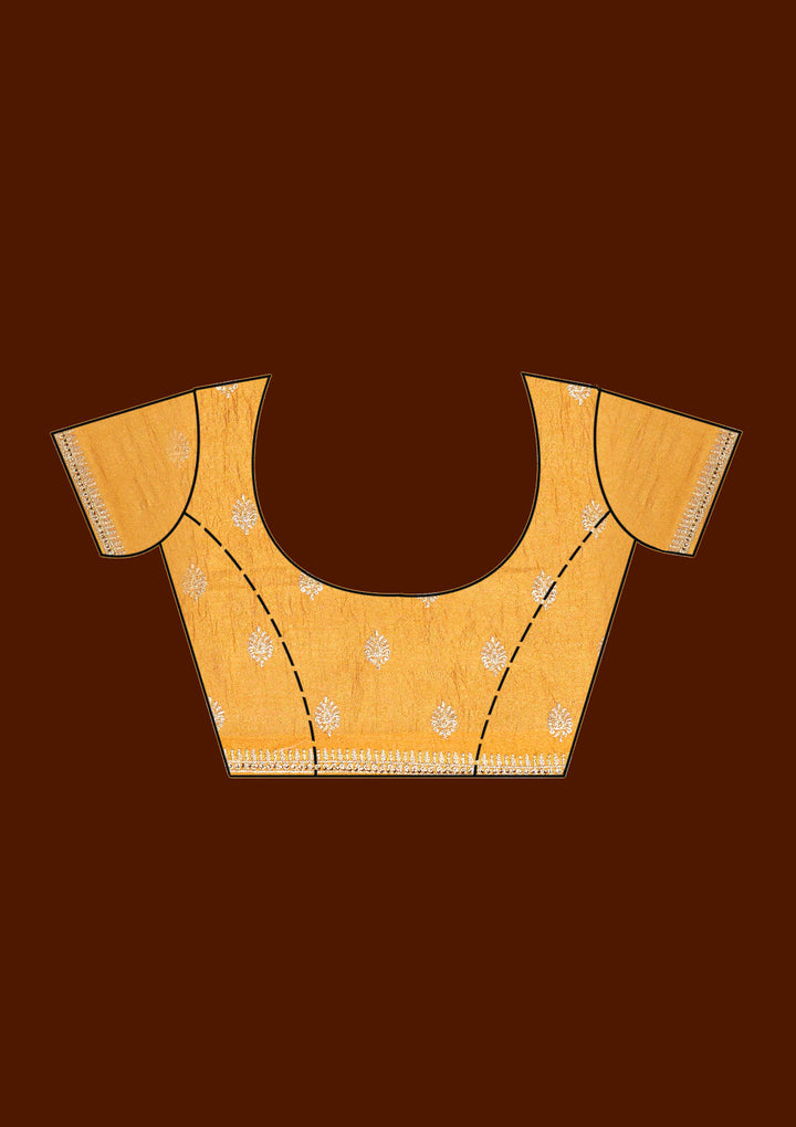 Mustard Zariwork (Gold) Soft Raw Silk Saree