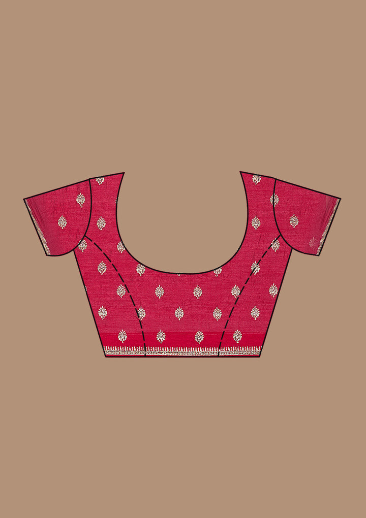 Red Zariwork (Gold) Soft Raw Silk Saree