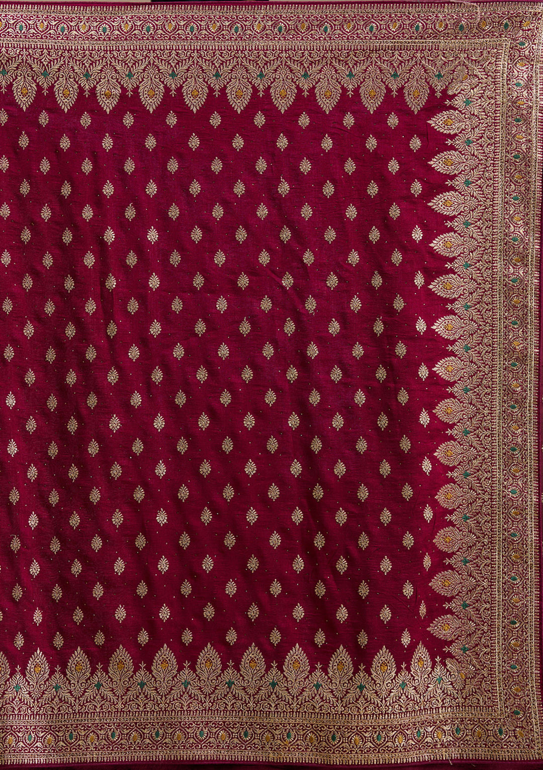 Wine Zariwork (Gold) Soft Raw Silk Saree