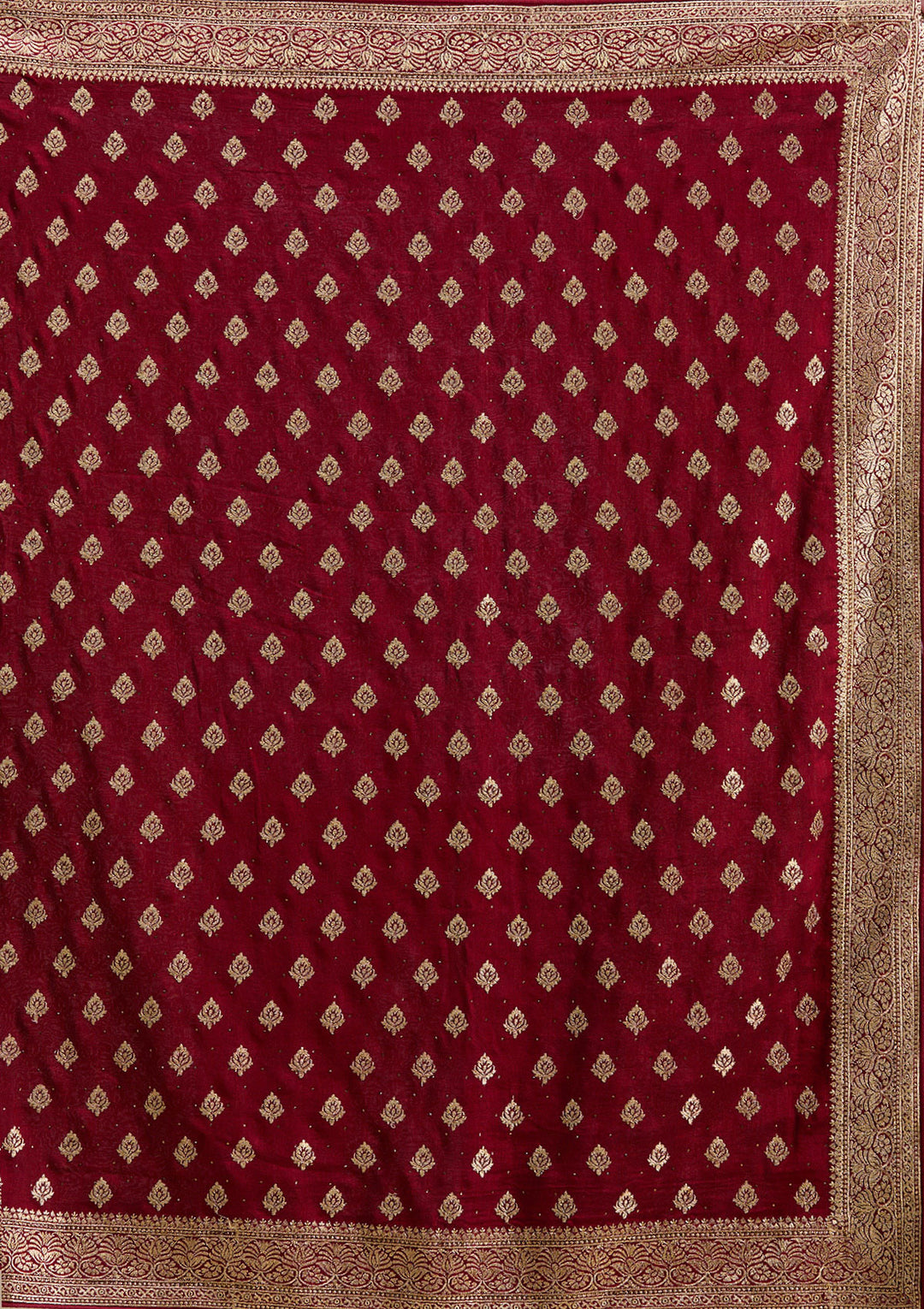 Maroon Zariwork (Gold) Soft Raw Silk Saree
