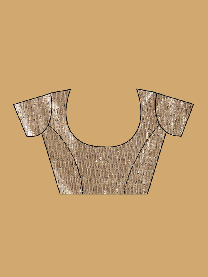 Beige Sequins Georgette Saree