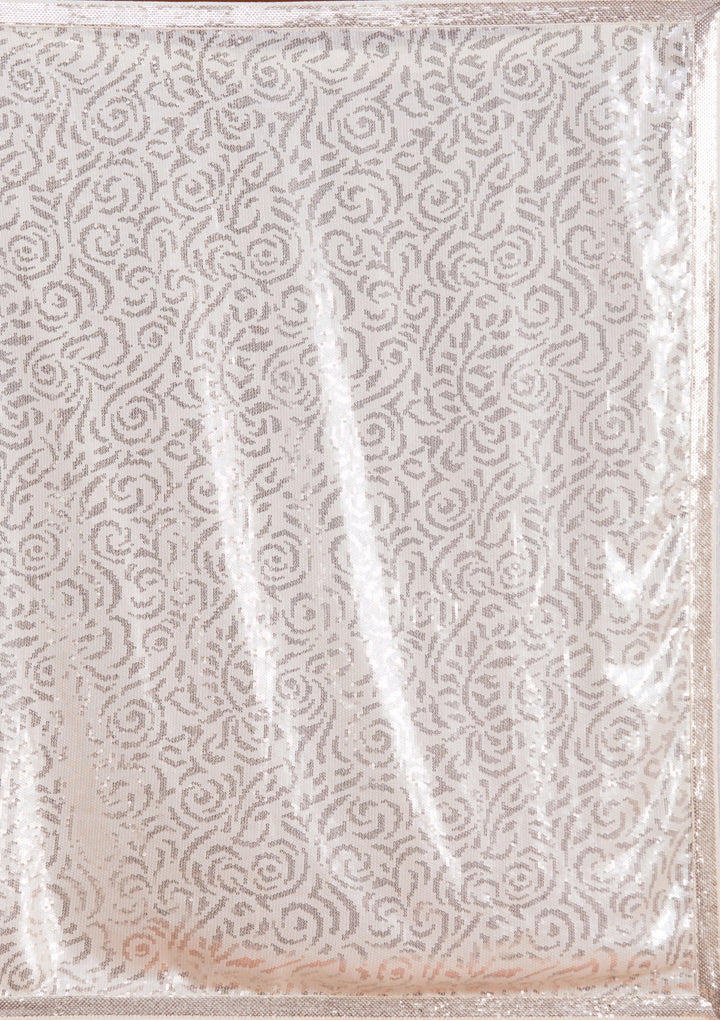 Off White Sequins Georgette Saree