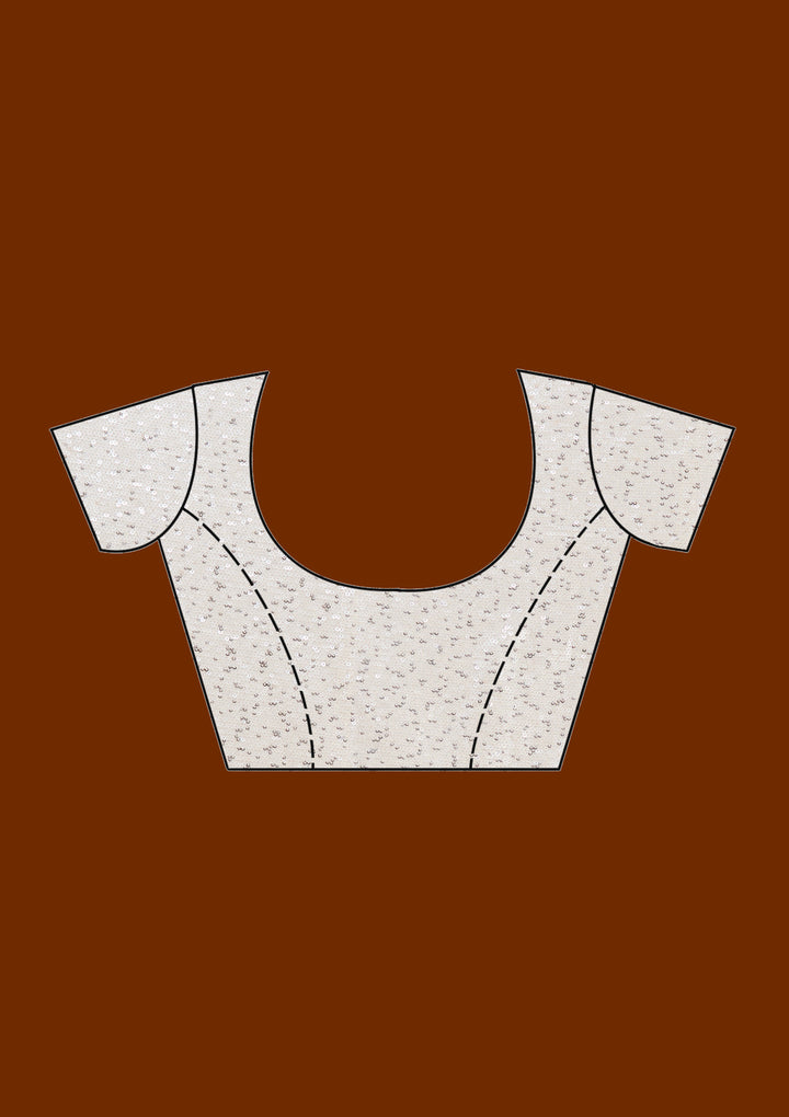 Off White Sequins Georgette Saree