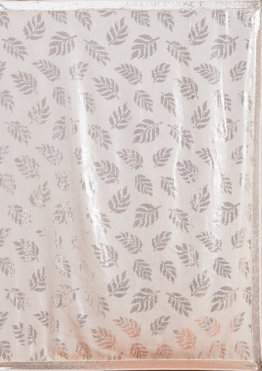 Off White Sequins Georgette Saree