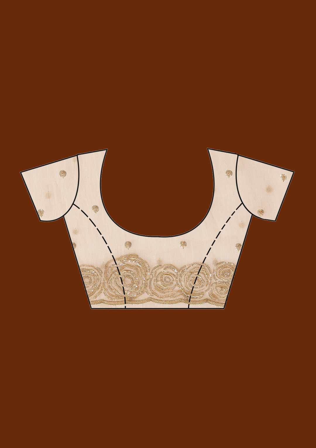 Light Peach Sequins Tissue Saree