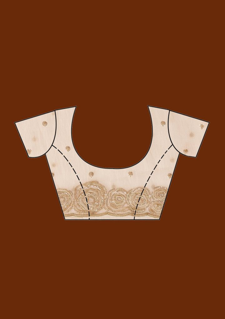 Light Peach Sequins Tissue Saree