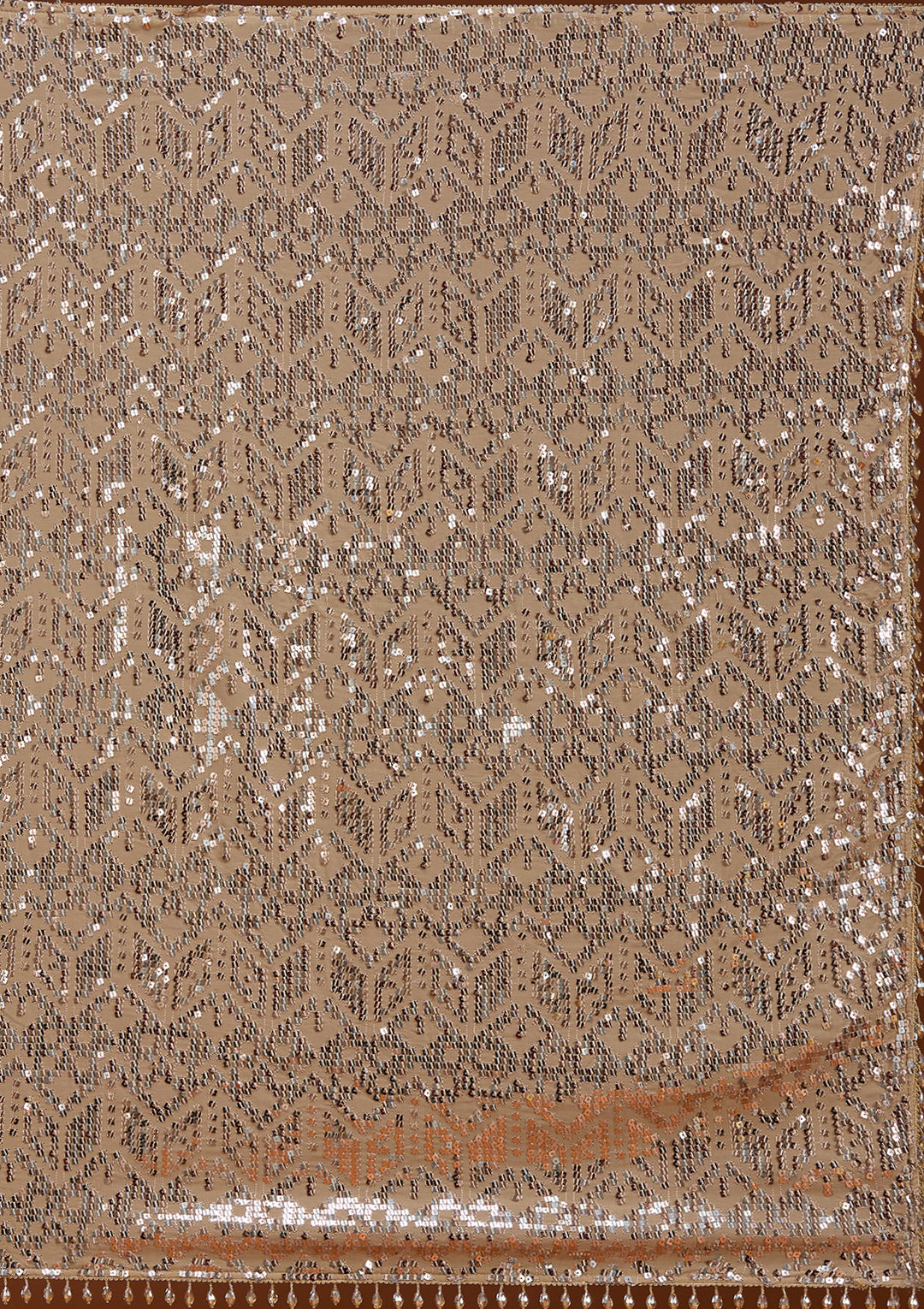 Beige Sequins Georgette Saree