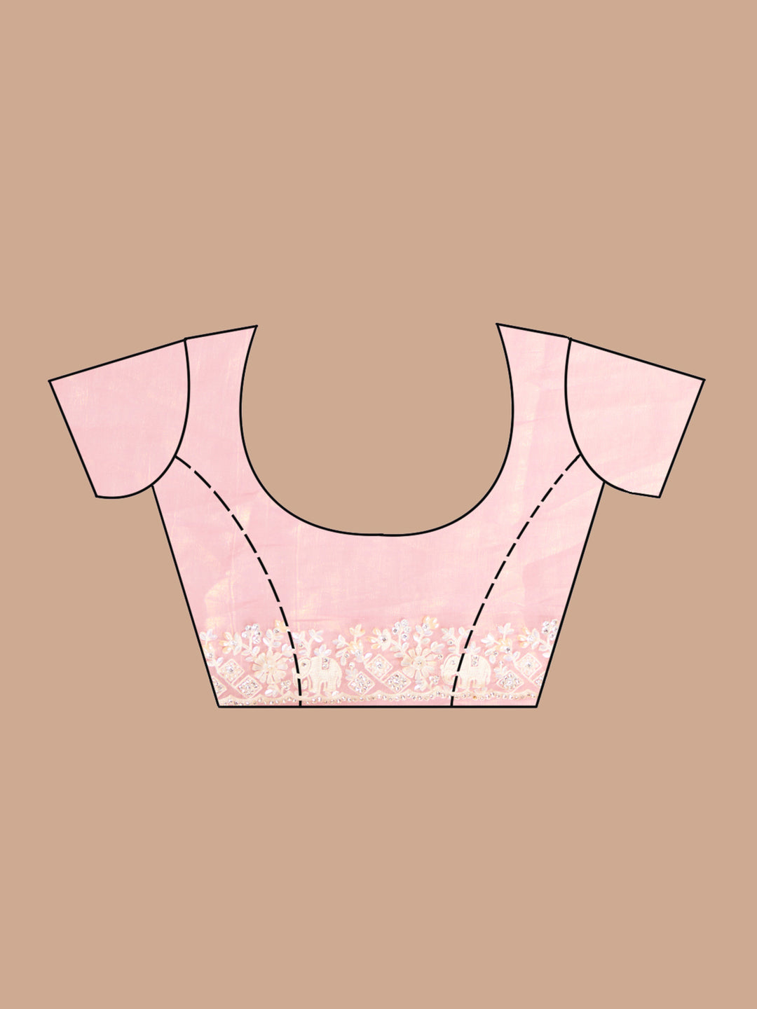 Mauve Pearlwork Tissue Saree