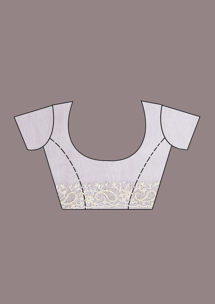 Lavender Pearlwork Tissue Saree