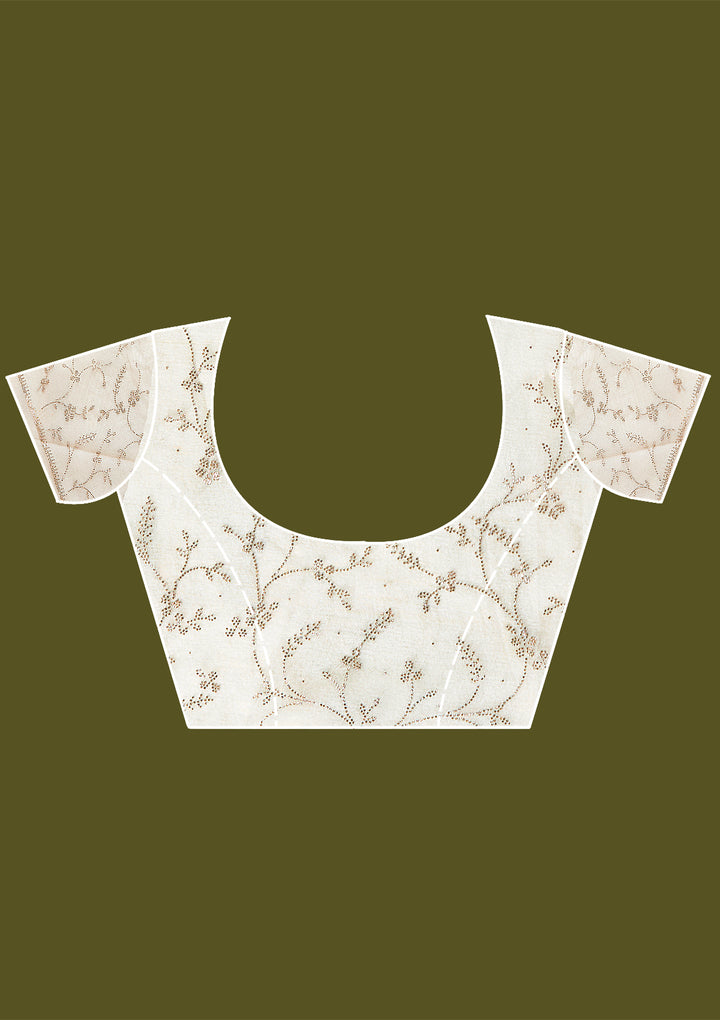 Off White Stonework (Gold) Tissue Saree