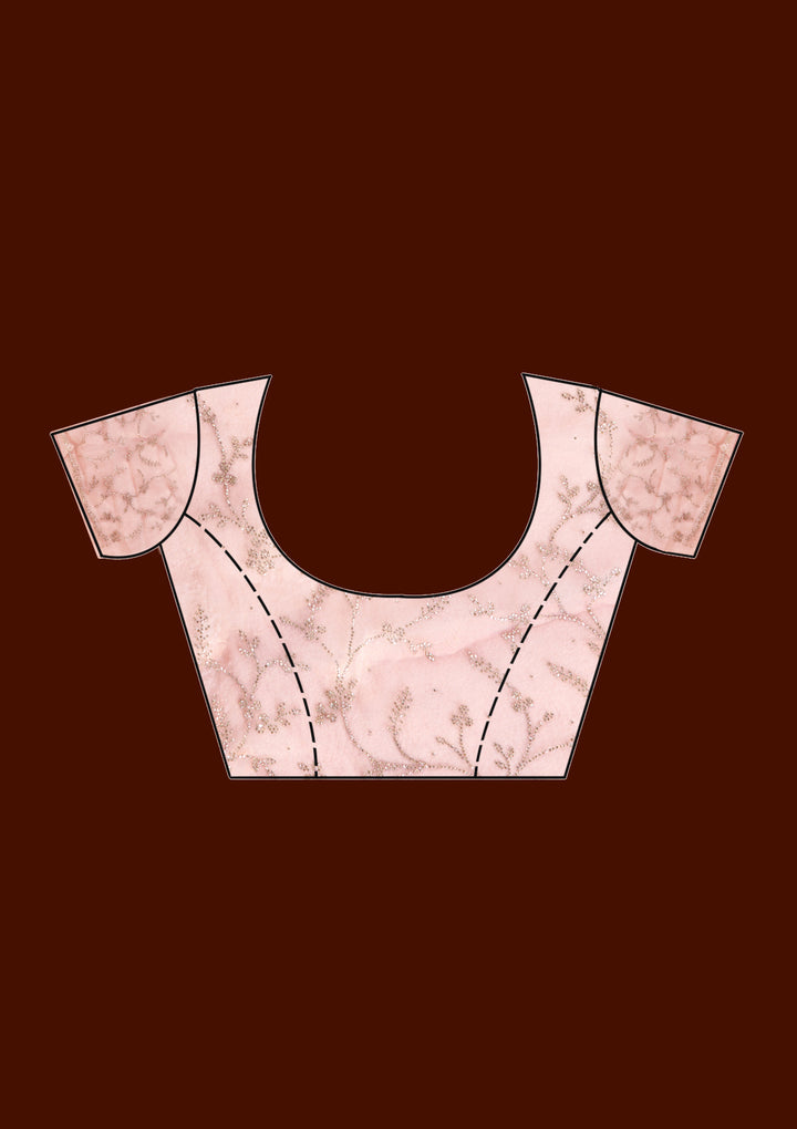 Onion Pink Stonework (Gold) Tissue Saree