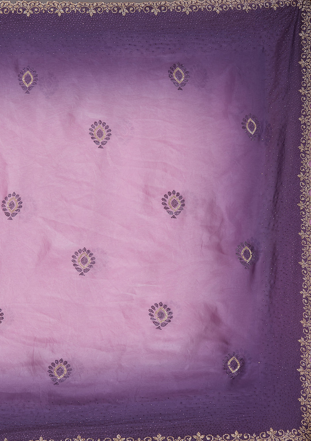 Light Lavender Stonework (Gold) Tissue Saree