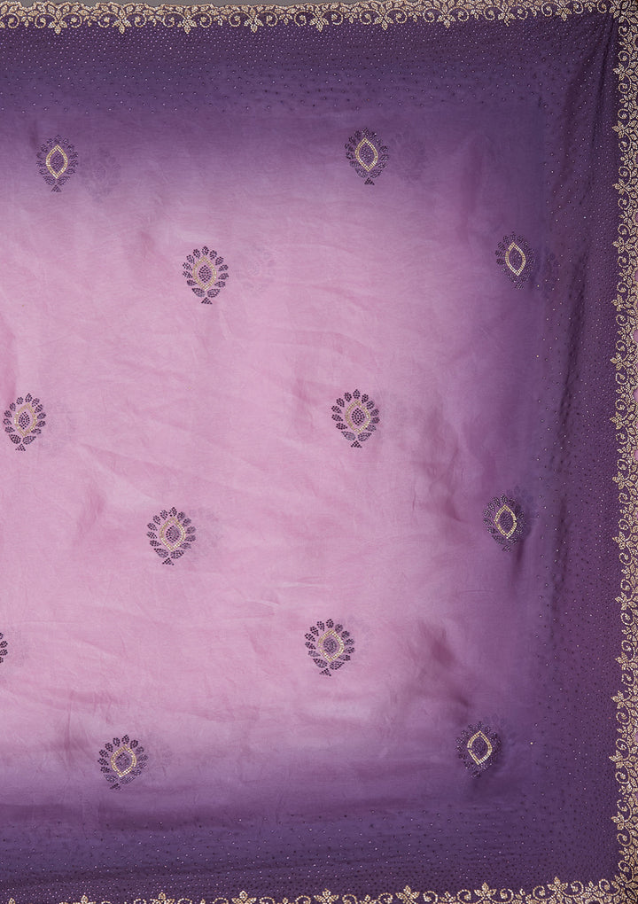 Light Lavender Stonework (Gold) Tissue Saree