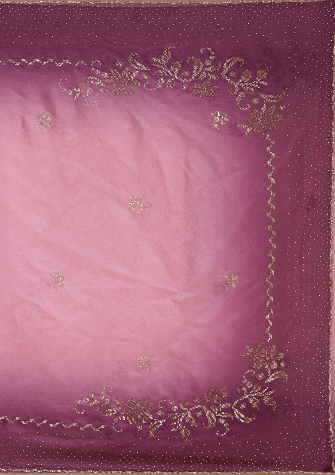 Pink Tissue Gold Stonework Saree With Matching Blouse Piece