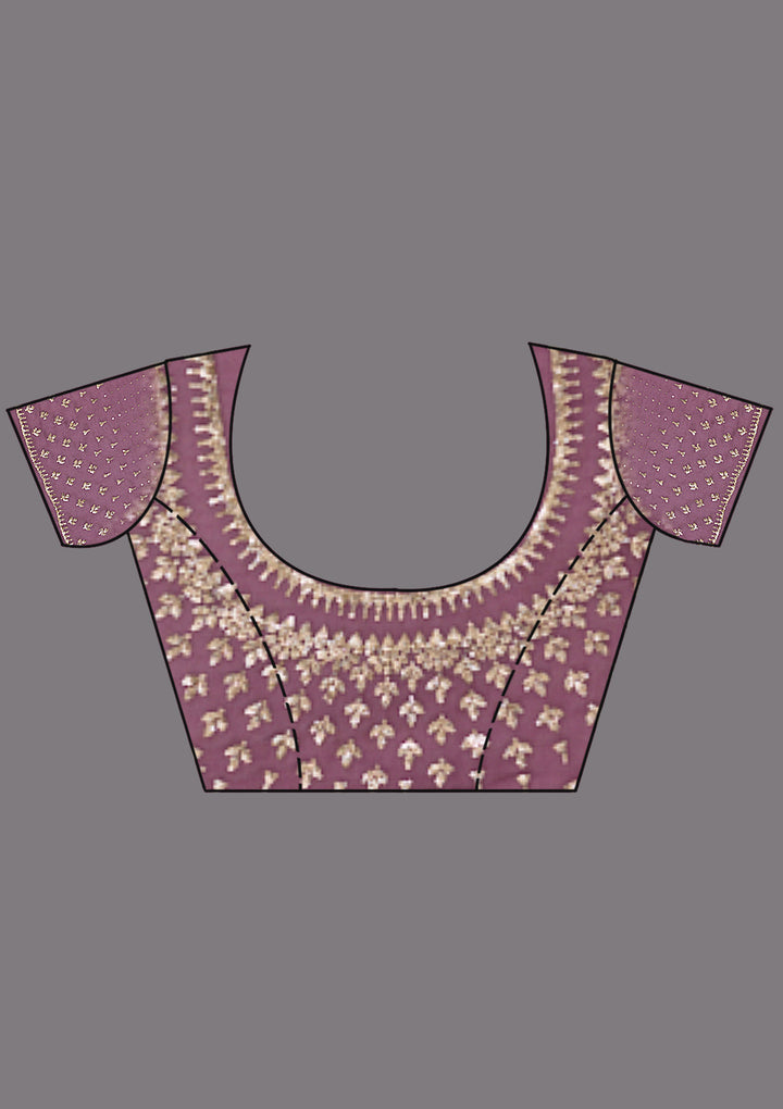 Pink Tissue Gold Stonework Saree With Matching Blouse Piece