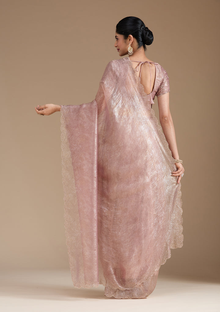 Mauve Stonework (Gold) Tissue Saree