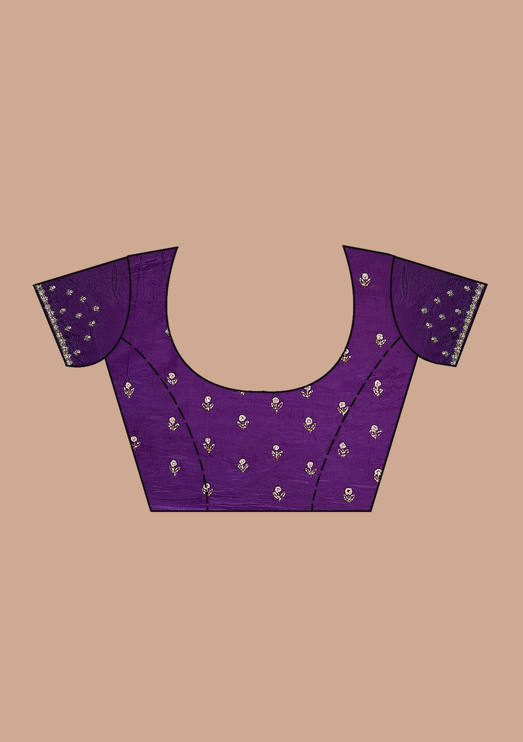 Purple Satin Aariwork Saree With Matching Blouse Piece