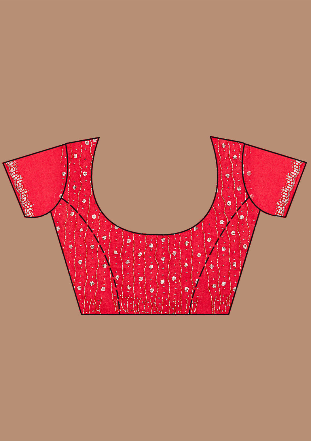 Red Satin Cutdana Saree With Matching Blouse Piece