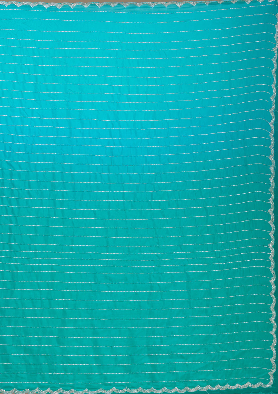 Blue Satin Cutdana Saree With Matching Blouse Piece