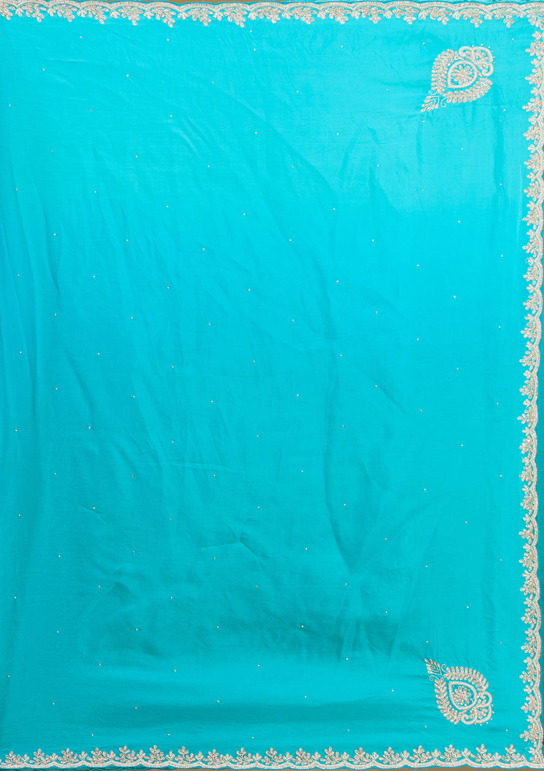 Blue Organza Stonework Saree With Matching Blouse Piece