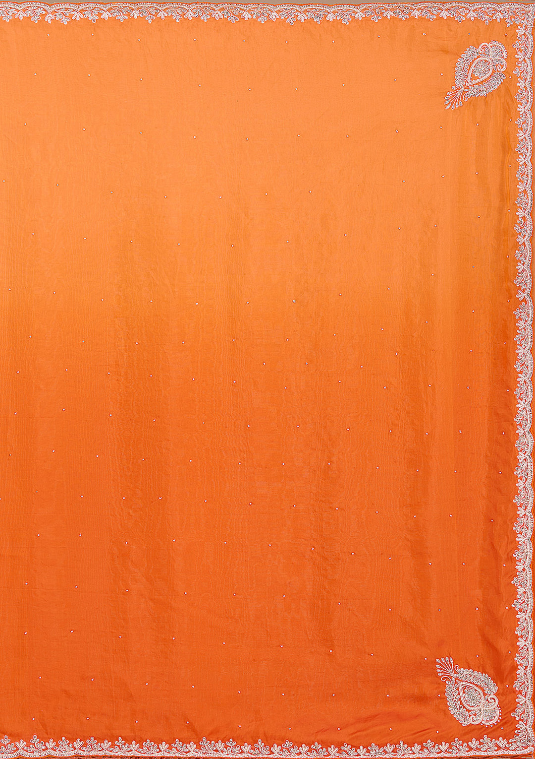 Orange Satin Cutdana Saree With Matching Blouse Piece