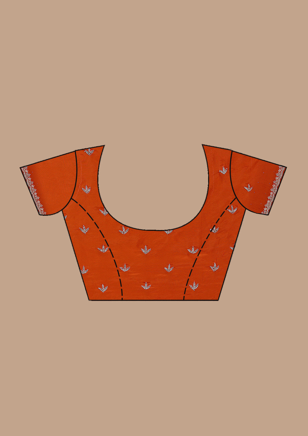 Orange Satin Cutdana Saree With Matching Blouse Piece