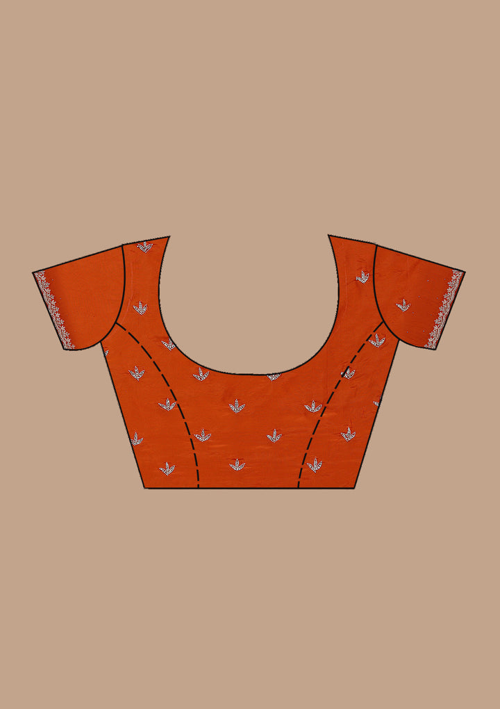 Orange Satin Cutdana Saree With Matching Blouse Piece